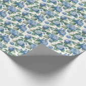 Elegant Blauw Hydrangea Bloemen Patroon Cadeaupapier (Hoek)