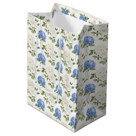 Elegant Blauw Hydrangea Bloemenpatroon Medium Cadeauzakje