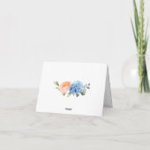Elegant Blauw Hydrangea Blush Roze Rozen Bedankkaart (Achterkant)