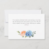 Elegant Blauw Hydrangea Blush Roze Rozen Bloemen Bedankkaart (Achterkant)