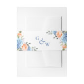 Elegant Blauw Hydrangea Blush Roze Rozen Bruiloft Uitnodigingen Wikkel (Voorkant Voorbeeld)