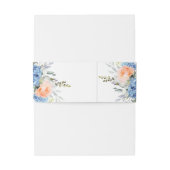 Elegant Blauw Hydrangea Blush Roze Rozen Bruiloft Uitnodigingen Wikkel (Achterkant Voorbeeld)