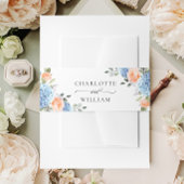 Elegant Blauw Hydrangea Blush Roze Rozen Bruiloft Uitnodigingen Wikkel