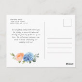 Elegant Blauw Hydrangea Blush Roze Rozen Dank u Briefkaart (Achterkant)