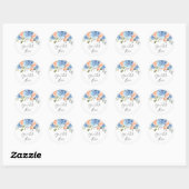 Elegant Blauw Hydrangea Blush Roze Rozen Ronde Sticker (Vel)