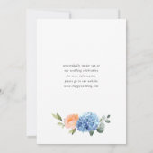 Elegant Blauw Hydrangea Blush Rozen Bloemenbruilof Save The Date (Achterkant)