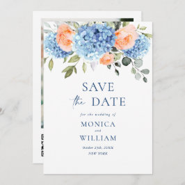 Elegant Blauw Hydrangea Blush Rozen Bloemenbruilof Save The Date