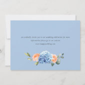 Elegant Blauw Hydrangea Blush Rozen Bloemenbruilof Save The Date (Achterkant)