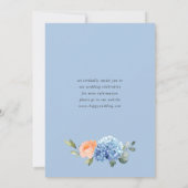 Elegant Blauw Hydrangea Blush Rozen Bloemenbruilof Save The Date (Achterkant)