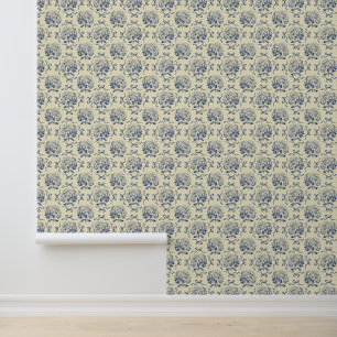 Elegant  Blauw Hydrangea Bow Pattern Behang