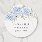 Elegant Blauw Hydrangea Bruiloft Bedankjes Labels (Voorkant)