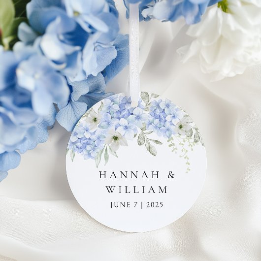 Elegant Blauw Hydrangea Bruiloft Bedankjes Labels