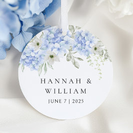 Elegant Blauw Hydrangea Bruiloft Bedankjes Labels