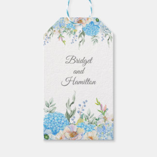 Elegant Blauw Hydrangea Bruiloft Cadeaulabel