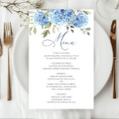 Elegant Blauw Hydrangea Bruiloft Diner Menu