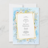 Elegant Blauw Hydrangea Bruiloft Kaart (Voorkant)