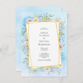 Elegant Blauw Hydrangea Bruiloft Kaart (Voorkant / Achterkant)