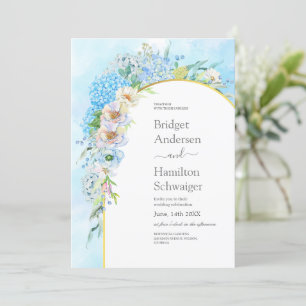 Elegant Blauw Hydrangea Bruiloft Kaart