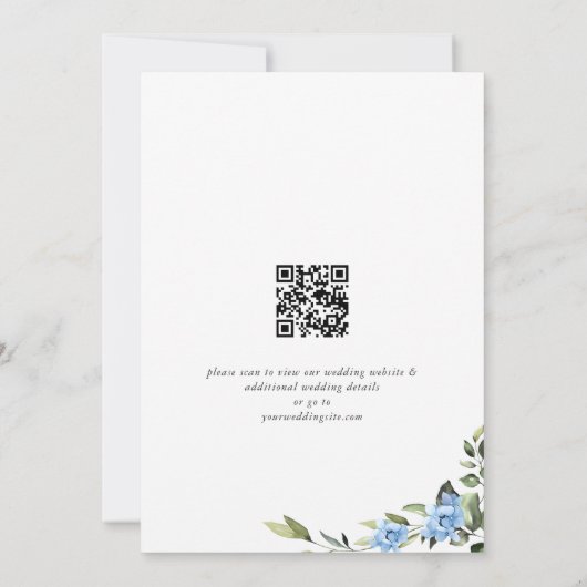 Elegant Blauw Hydrangea Bruiloft QR-code Foto Save The Date (Achterkant)