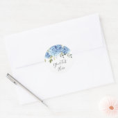 Elegant Blauw Hydrangea Eucalyptus Aangepast Ronde Sticker (Envelop)