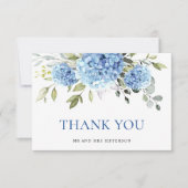 Elegant Blauw Hydrangea Eucalyptus Bloemen Eenvoud Bedankkaart (Voorkant)