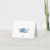 Elegant Blauw Hydrangea Eucalyptus Bloemen Eenvoud Bedankkaart (Achterkant)