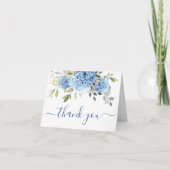 Elegant Blauw Hydrangea Eucalyptus Bloemen Eenvoud Bedankkaart (Voorkant)