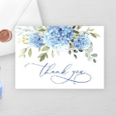 Elegant Blauw Hydrangea Eucalyptus Bloemen Eenvoud Bedankkaart