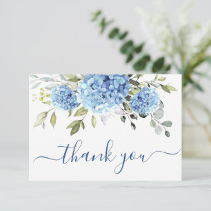 Elegant Blauw Hydrangea Eucalyptus Bloemen Eenvoud Bedankkaart