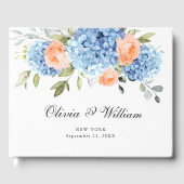 Elegant Blauw Hydrangea Eucalyptus Bruiloft Gastenboek (Voorkant)