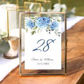 Elegant Blauw Hydrangea Eucalyptus Bruiloft Kaart