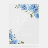 Elegant Blauw Hydrangea Eucalyptus REHEARSAL DINER Acryl Bord (Voorkant)