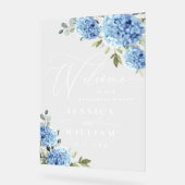 Elegant Blauw Hydrangea Eucalyptus REHEARSAL DINER Acryl Bord (Hoek)