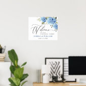 Elegant Blauw Hydrangea Eucalyptus REHEARSAL DINER Poster (Thuiskantoor)