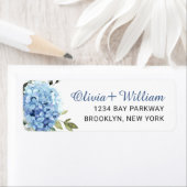 Elegant Blauw Hydrangea Eucalyptus Retouradres Etiket (Insitu)