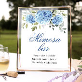Elegant Blauw Hydrangea Mimosa Bar Bruiloft Poster