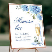 Elegant Blauw Hydrangea Mimosa Bar Bruiloft Poster