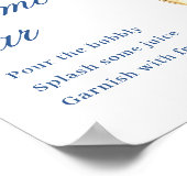 Elegant Blauw Hydrangea Mimosa Bar Bruiloft Poster (Hoek)