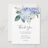 Elegant Blauw Hydrangea Printable Dank u Kaart (Voorkant)