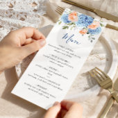 Elegant Blauw Hydrangea Roze Blush Rozen Bruiloft Menu