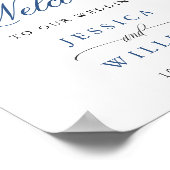 Elegant Blauw Hydrangea Roze Blush Rozen Bruiloft Poster (Hoek)