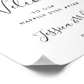 Elegant Blauw Hydrangea Roze Blush Rozen Bruiloft Poster (Hoek)