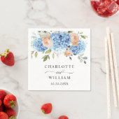 Elegant Blauw Hydrangea Roze Blush Rozen Bruiloft Servet (Insitu)