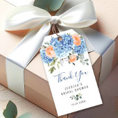 Elegant Blauw Hydrangea Roze Blush Rozen Cadeaulabel