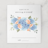Elegant Blauw Hydrangea Roze Blush Rozen Plaatskaartje (Buitenkant ongevouwen)