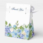 Elegant blauw Hydrangea Waterverf groen Bedankdoosjes (Achterkant)