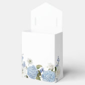 Elegant Blauw Hydrangea Witte Rozen Bloemen Bruilo Bedankdoosjes (Geopend)