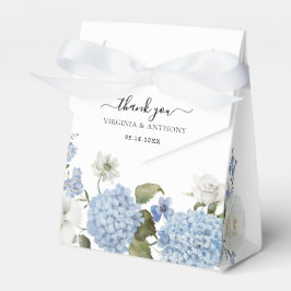Elegant Blauw Hydrangea Witte Rozen Bloemen Bruilo Bedankdoosjes