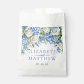 Elegant Blauw Hydrangea Witte Rozen Bloemen Bruilo Bedankzakje (Voorkant)
