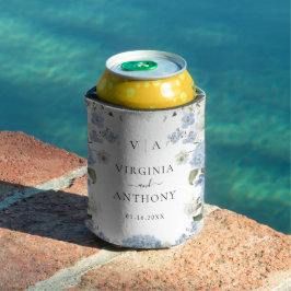 Elegant Blauw Hydrangea Witte Rozen Bloemen Bruilo Blikjeskoeler